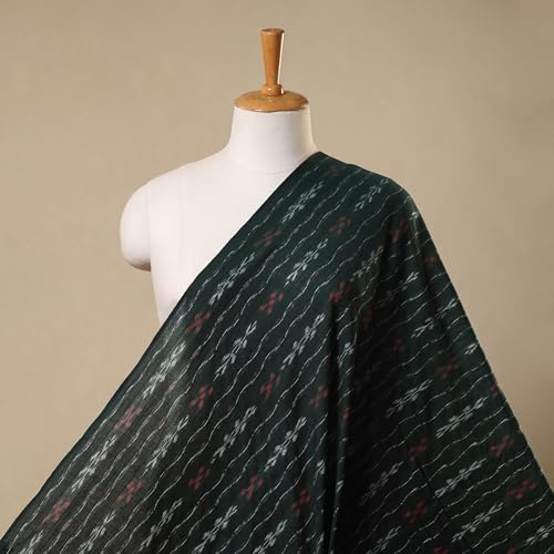 Image of Premium Sambalpuri Ikat Weave Pure Handloom Cotton Shirt Fabric Authentic Odisha Traditional Tie-Dye Craft, Soft & Breathable Natural Cotton Material for Custom Tailoring, Casual & Formal Wear