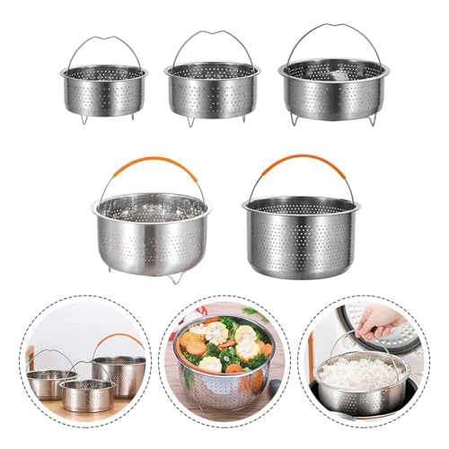 XDLEDMKIZ Panier Vapeur en Acier Inoxydable pour autocuiseur Stant Pot avec poignée en Silicone, idéal pour la Cuisson du Riz sous Pression. – vue 3