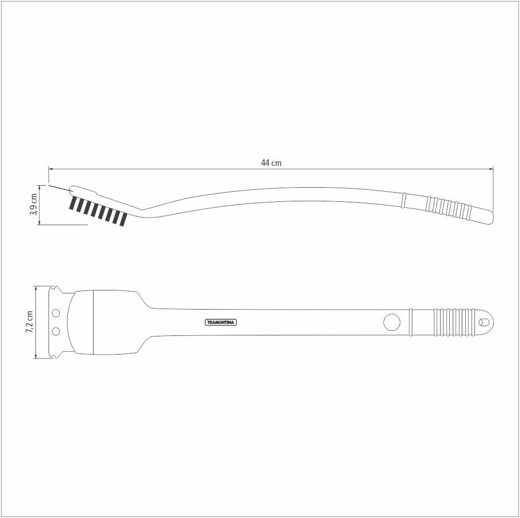 Tramontina 26461/100 Barbecue Grill Brush Cleaner Churasco 17.3 inches (44 cm), Burnt Removal Net for Iron Plates, Long Shrasco Tool, Made in Brazil, Black