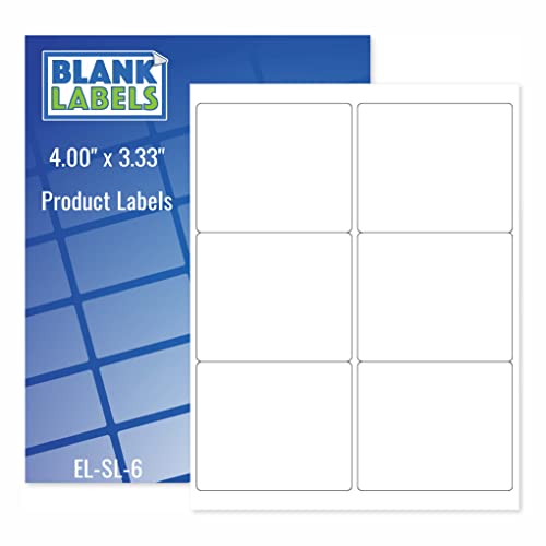 Blank Labels Address Barcode Shipping Labels, 4" X 3.33" (4 X 3-1/3) Permanent White Matte Label, Inkjet And Laser Printer Guaranteed Made In Usa, 6 Labels Per Sheet- 100 Sheets - 600 Labels #TOP26