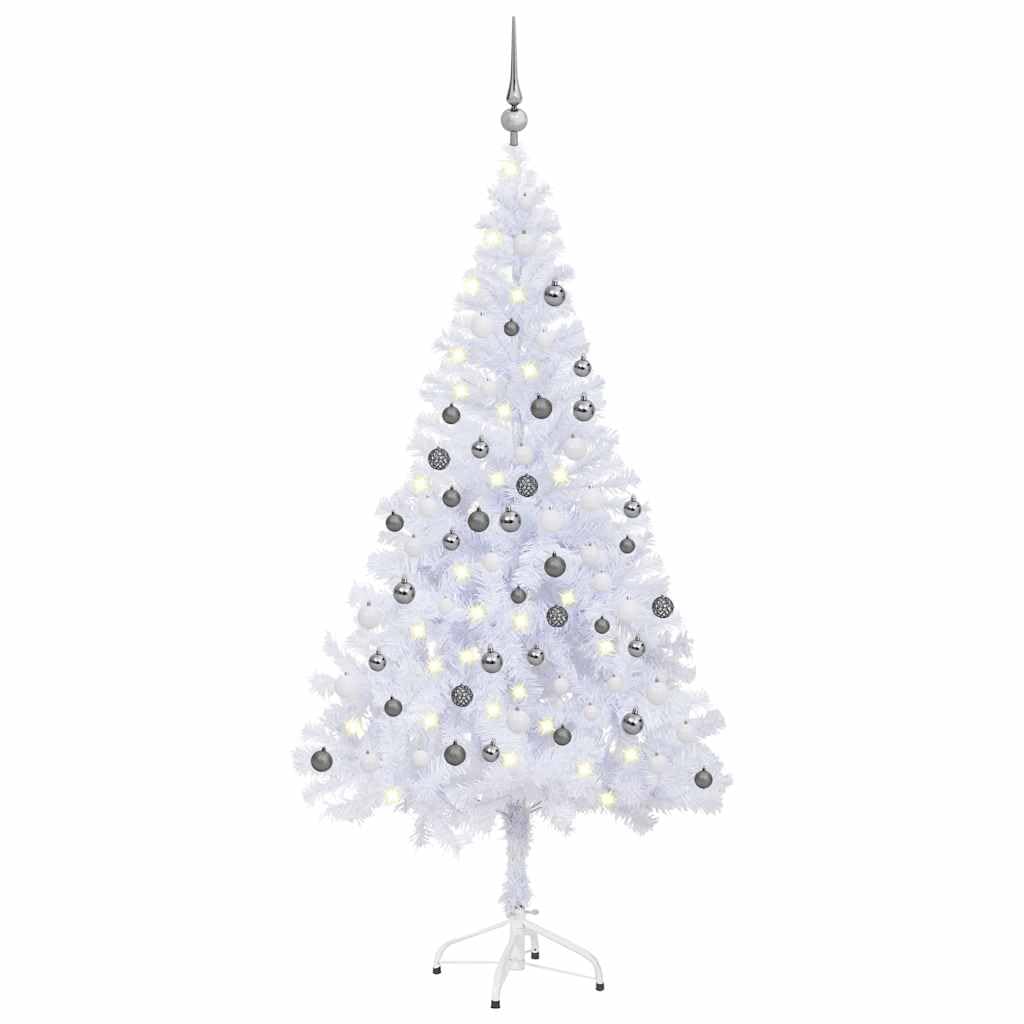 Sapin de Noël blanc enneigé lumineux pour illuminer vos fêtes de fin d'année en famille
