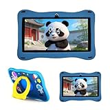 Pak2iaa 7 Inch Kids Tablet Android 13 for 3-7 Years Old, 4GB RAM 32GB Storage Children's Tablet with Parental Controls, Dual Cameras, WiFi, Bluetooth, 2500mAh Battery, Blue Case & Yellow Stand