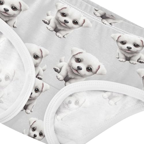 Joisal Cute White Puppies Grey Panties for Girl Girls Underwear Toddler Cotton Stylish Briefs Kids Undies 2t4