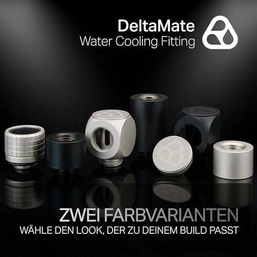 Image of Thermal Grizzly - DeltaMate - HT16 - Hard Tube Fitting - Black - CNC-machined Brass - G1 /4 inch Thread, OD 16mm - for Rigid Plastic /Metal tubing in Water-Cooling Systems