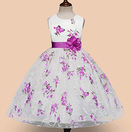 Girls Princess Dress for 3-7 Years Old,Kids Child Girl Clothes Sleeveless Floral Wedding Party Dresses Ball Gown3