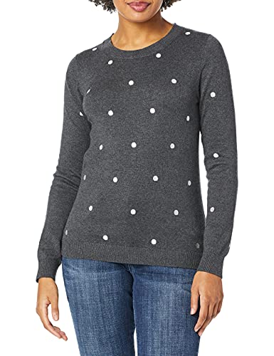 J.Crew Mercantile Women's Polka Dot Crewneck Sweater, Heather Charcoal Silver, S