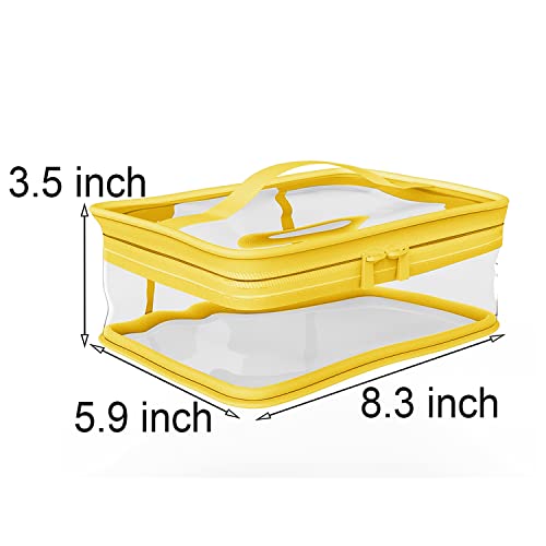 Transparent Makeup Bag Zipper Waterproof Handbag Portable Travel Storage Pouch 2 Pcs (Orange, Yellow) #TOP1