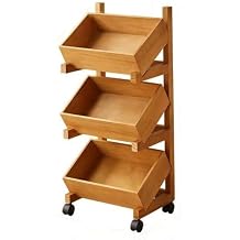 Wood Fruit Basket for Kitchen, Vegetable Bread Basket, Pantry Shelves, Can Organizer Rack, Wooden Storage Rack for Living RoomLight Brown,31.5in