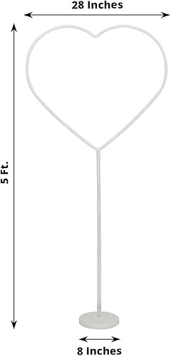 Miniatura 3 de Efavormart - Juego de 2 soportes de arco de globos de plástico en forma de corazón blanco, columna de soporte para globos con base redonda