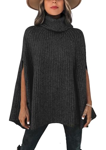 KIRUNDO Womens Turtleneck Chunky Poncho Sweater - image 1