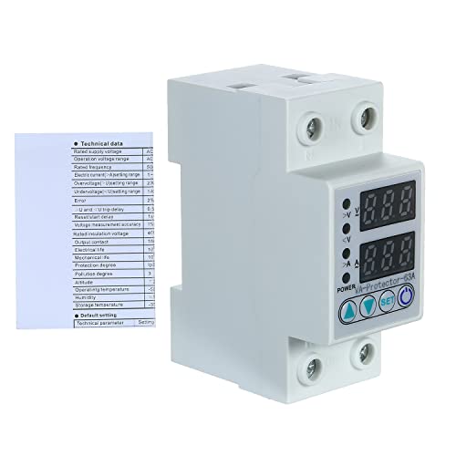 63A 220V Din Rail ajustável contra sobretensão e subtensão Dispositivo de proteção Relé de proteção