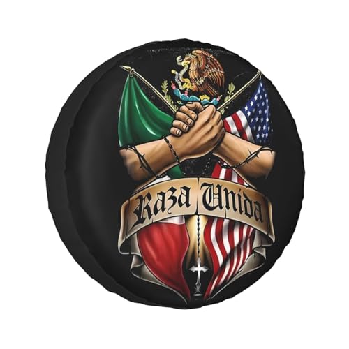 Image of Mexican American Flag Eagle Spare Tire Cover Weatherproof Wheel Protectors Dust-Proof Sun Protection Wheel Tire Covers Universal Fit for Truck SUV RV Camper Trailer Car Accessories 15 inch
