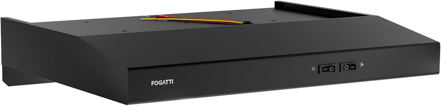 FOGATTI RV Range Hood 22 Inches Ductless, Powerful Suction, 3-Layer Filter, Bright LED Light, Ideal for RV Yachts Wooden Cabin