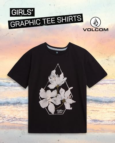 Image of Volcom Girls Shirts - Casual Crewneck Short Sleeve Graphic Tee Trendy Tops - Breathable Girls Summer Clothes