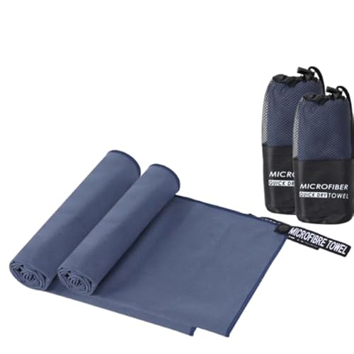 速乾スポーツタオル スポーツタオル マイクロファイバータオル 汗拭き 水泳 スイムタオル タオル 柔らかい ジム 洗車 メンズ レディース 用 旅行 コンパクト 軽量 髪 (ネイビー【2枚セット】)