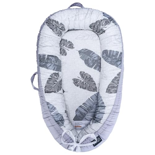 Portable Multi-Use Baby Lounger for Newborns, Breathable Soft Cotton Infat Lounger Activity Pad, Ideal for Tummy Time, Play, Travel, Outdoor & Diaper Changes (Supervised Awake Use Only), Leaf