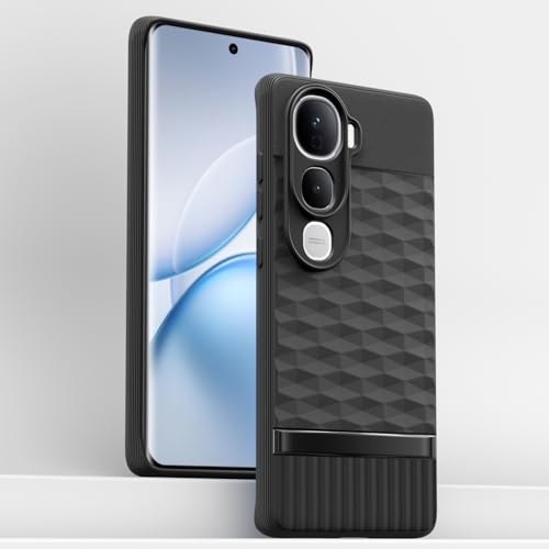Image of Pikkme Back Cover for Vivo Y400 Pro 5G Soft Grip 3D Hexa Cube Texture Silicone Bumper Case (Black)
