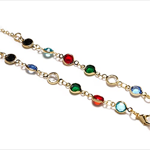 Kristall-Kupfer-Kettenschnüre Lesebrillenkette Mode-Frauen-Sonnenbrillen-Zubehör Lanyard-Halteriemen (Color : A, Size : Length-70CM)