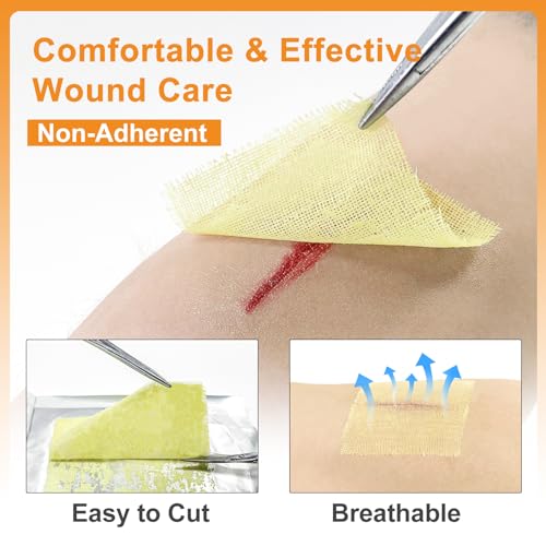 Carbou Medical Xeroform Petrolatum Dressing (5"x9" 25 Pack + 2"x2" 25 Pack), Gasas No-Adherentes, Parche de Malla Suave para Cuidado de Heridas, Quemaduras, Laceraciones, Injertos de Piel e Incisiones Quirúrgicas miniatura 3