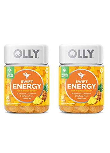 OLLY Swift Energy Gummy Pack of 2! Pineapple Punch Flavored Chewy Gummy! Blend of B Vitamins, L Theanine, Caffeine from Green Tea! Energy Booster Chewable Supplement!
