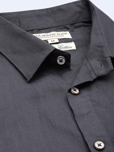 Image of Majestic Man Men Slim Fit Pure Cotton Solid Half Sleeve Casual Shirt