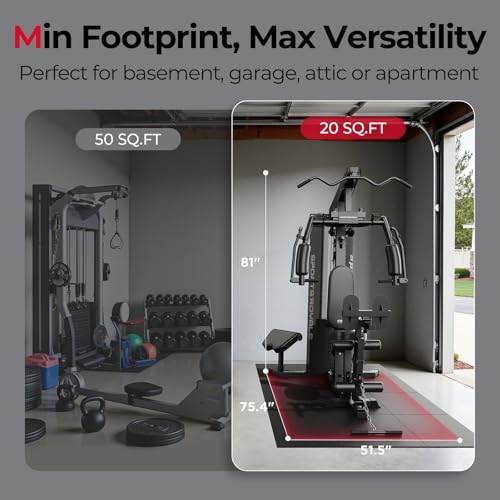 Image of Sportsroyals Home Gym, Multifunctional Workout Station with Leg Press, 150LBS Weight Stack Full Body Workout Equipment for Home Exercise Fitness Strength Training