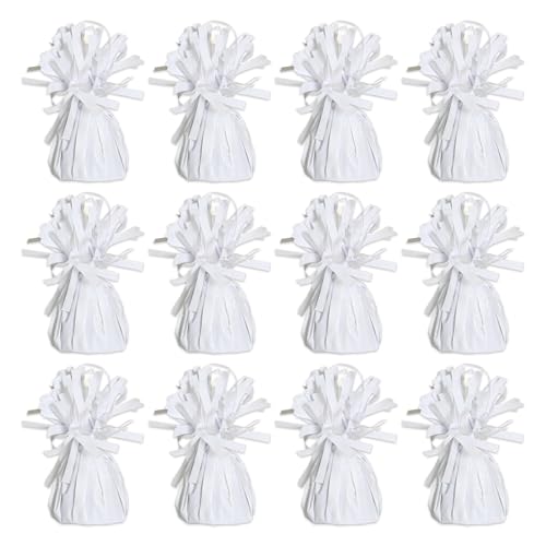 Metallic Wrapped Balloon Weight - White Pack of 12