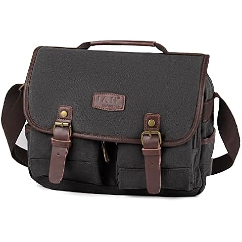 Ynport Crefreak Mens Shoulder Bag Canvas Messenger Bags Vintage Cross Body Satchel Bag for Work and School, Black Cover