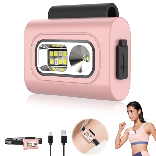 LED Running Flashlight, GeeRic Flashlight Hands-Free Clip Magnetic 6 Modes Head Torch Rechargeable Lightweight Waterproof Headlight Portable Headlamp for Outdoor Adventures Night Fishing RepairWorker