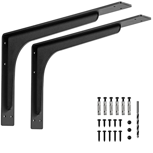 PICESA 20 x 12 INCH Shelf Brackets,L Shelf Brackets, Vertical Angle, Premium Alloy Metal Heavy Duty Shelf Bracket, high Strength Mounting Hardware Included, Corner Brace Joint,Pack of 2