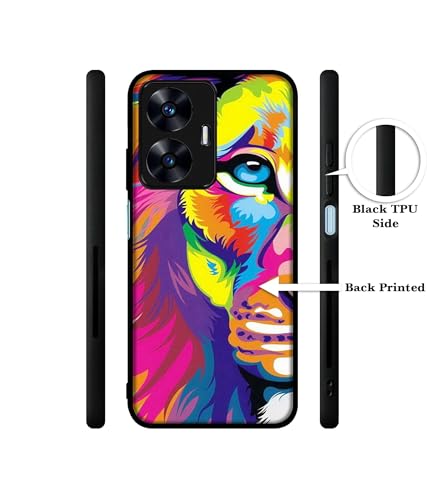 Image of Lion Design Premium 2D Printed Metal Back Case Cover for Realme C55 4G / Narzo N55 4G