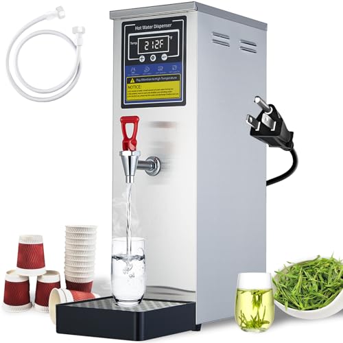 Image of Hot Water Dispenser Commercial Water Boiler Countertop Hot Water Machine Stainless Steel Step-heating Temperature Control 86-212F for Boba Tea Coffee Office Restaurant 1600W, 25L(6.6GAL) /Hour, Silver