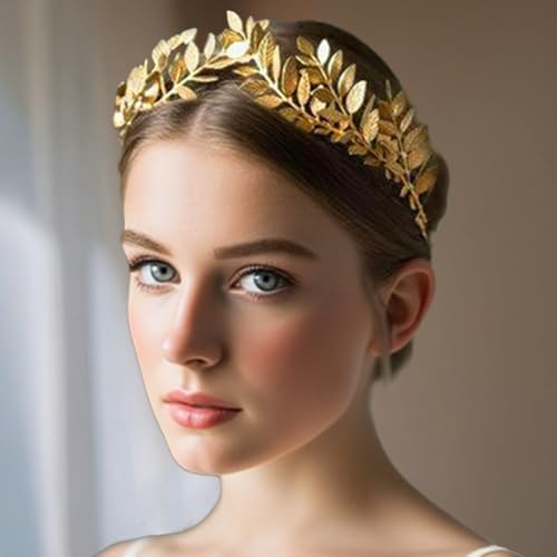 Unicra Gold Leaf Crown Tiaras Leaves Bridal Wedding Headband Festival Hair Accessories for Women and Brides (Gold, Free Size)