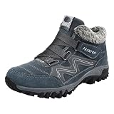 Botas de tobillo impermeables para mujer, botas de nieve de invierno, ligeras, impermeables, botas de senderismo, sin cordones, con forro de piel cálida, para caminar al aire libre, senderismo,