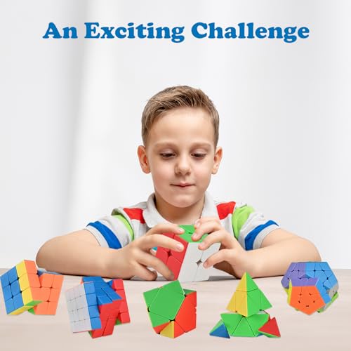 GOLDGE Speed Cube Set – 6-Pack Puzzle Cube Collection for Kids & Adults | Includes 2x2, 3x3, 4x4, Pyraminx, Megaminx & Fenghuolun Magic Cubes for Brain Training & Fun Challenges