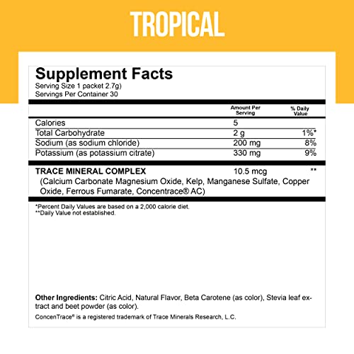 Electrolytes Powder Packets - Electrolytes No Sugar - Hydration Packets - Electrolyte Mix - Keto Electrolytes - Fasting Electrolytes - Water Enhancer, No Tablets, Sports Drink - 30 Packets Tropical #TOP1