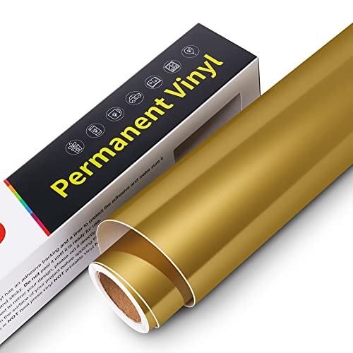 Vinyle Adhésif Permanent Or Mat Astonatick - 30,5 cm x 305 cm Rouleau de Vinyle Imperméable, Compatible avec Cricut, Silhouette Cameo, Décalcomanies,...