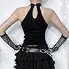 YINGWIN Gothic Fishnet Patchwork Punk Tank Tops Women's Grunge Harajuku Camisole Sleeveless Cold Shoulder Sexy Tops with Sleeves #1