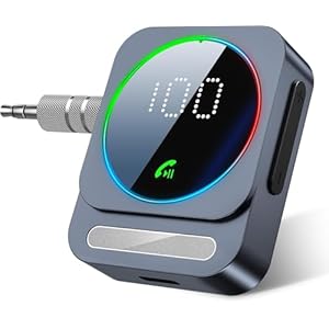 Bluetooth 3.5mm AUX Adapter for HiFi, SONRU Mini Wireless Bluetooth 5.3 Audio Receiver [Hands-free Calls/Dual Connection/16H Playtime] Bluetooth Car Adapter AUX for Stereo/Wired Headphones/Speaker