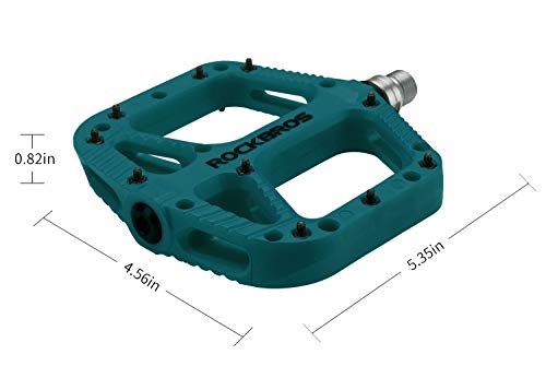 Rock Bros Mountain Bike Pedals Nylon Composite Bearing 9/16" Mtb Bicycle Pedals With Wide Flat Platform Blue #TOP3
