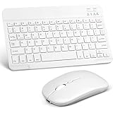 Teclado E Mouse Sem Fio Para Tablet Bluetooth Portátil Recarregável Ultrafino Kit (Branco)