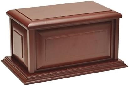 Large Traditional Cherry Finish MDF Wood Cremation Urn, Adult, Beautiful and Affordable