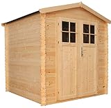 TIMBELA Gartenhaus Holz - Geräteschuppen Holz - Gerätehaus Hochwertige abschließbare Tür mit Boden Imprägnierte B216xL206xH216 cm/ 3.53 m2 - Gartenhäuser & aufbewahrung M343F+M343G