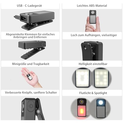 UMIONE USB-C wiederaufladbares Lauflicht, 3 Helligkeitsstufen, Spot und Flood 2-in-1, IPX7 wasserdichte kompakte LED-Taschenlampe für Nachtwanderung, Arbeit, Jogging, Camping