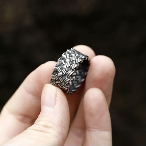 Anillo vikingo nórdico de acero vintage para hombre y joven 6