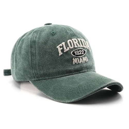 Florida Hat Distressed Vintage Baseball Cap Baumwolle Sonnenhut Trucker Cap, Grün , M-L