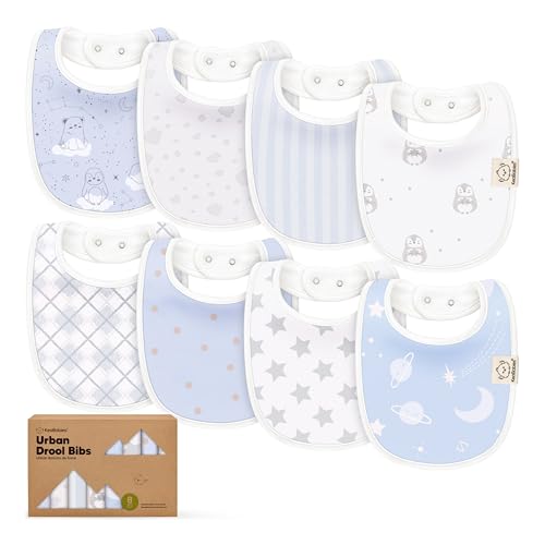 Image of 8-Pack Organic Baby Bibs for Boys, Girls - Soft Cotton Drooling and Teething Bibs for Baby Girl & Boy, Extra Absorbent, Easy to Clean & Put On for Toddler, Newborn, Infant 0-24 Months (Constellation)