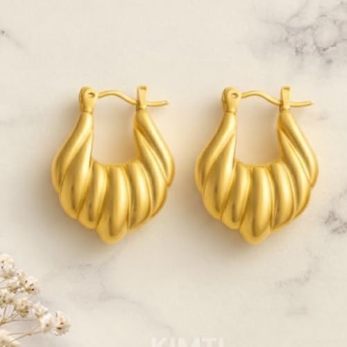 Image of KIMTI 18K Gold Plated Hoop Earring for Women | Round Hoop Earring