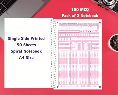 Image of amblitz OMR Sheet | 100 MCQ's | Spiral Notebook of 50 sheets | Pack of 2 Notebook | A4 Size | OMR Sheet for practice |