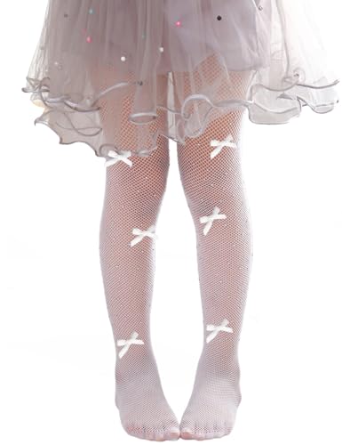 KORADI Girls Tights Kids Fishnet Tights Colorful Sparkle Rhinestone Mesh Pantyhose with Bowknot 3-14 Years